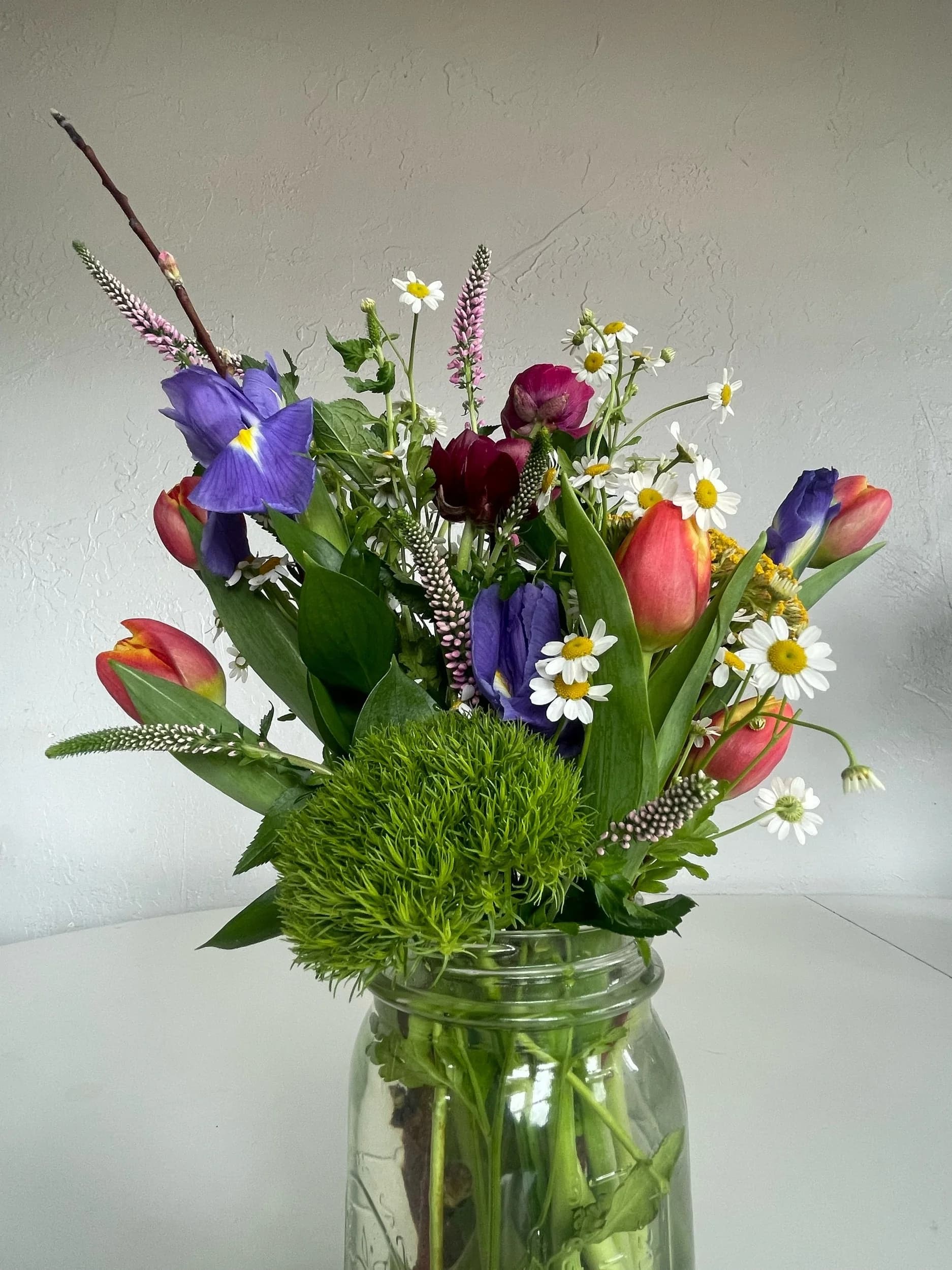 Full bouquet display on white background